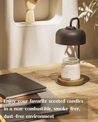 Candle Warmer Lamp with Timer, Compatible with Jar Candles, Metal Top Dimmable Candle Warmer with 2 Bulbs for Scented Candles (Black) in Saudi Arabia