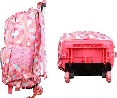 Rolling Backpack for Girls Trolley School Bag Wheels Backpack Luggage Waterproof Climbing Stairs (Black with Six Wheels) in Saudi Arabia