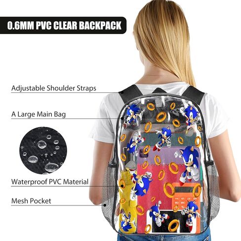 Jpsxnwv Clear Backpack for Girls Boys, Cartoon Heavy Duty Large Bookbag for School, Transparent See Through Bag for Kids Women for College Work Travel in Saudi Arabia