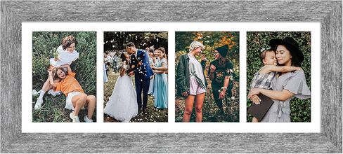 إطار صورة Gaevuian مقاس 8 × 21، عرض 4 فتحات، إطار صورة مجمعة مقاس 5 × 7، إطار صور متعدد مع حصيرة، زجاج شبكي، أشكال أفقية وعمودية لديكور الحائط، خشب رمادي محبب... in Kuwait