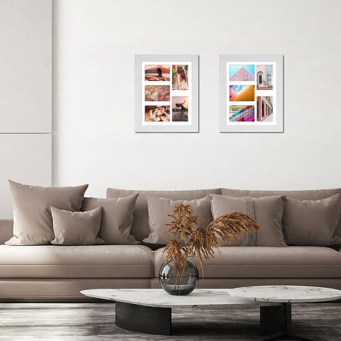 إطار صورة Gaevuian مقاس 8 × 21، عرض 4 فتحات، إطار صورة مجمعة مقاس 5 × 7، إطار صور متعدد مع حصيرة، زجاج شبكي، أشكال أفقية وعمودية لديكور الحائط، خشب رمادي محبب... in Kuwait