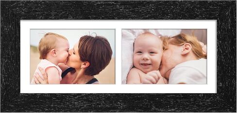 6x15 Picture Frame Display 2 opening 5X7 Double Picture Frame Collage,Multi Photo Frame with Mat,Plexiglass,Horizontal and Vertical Formats for Wall Decor,Walnut Wood Grain in Kuwait