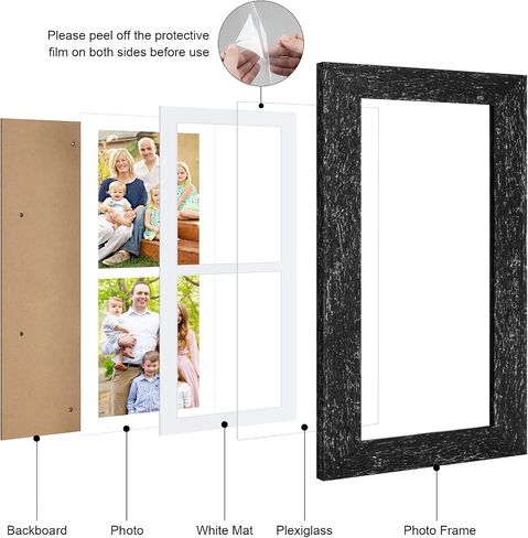 6x15 Picture Frame Display 2 opening 5X7 Double Picture Frame Collage,Multi Photo Frame with Mat,Plexiglass,Horizontal and Vertical Formats for Wall Decor,Walnut Wood Grain in Kuwait