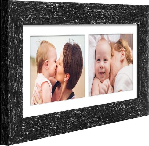 6x15 Picture Frame Display 2 opening 5X7 Double Picture Frame Collage,Multi Photo Frame with Mat,Plexiglass,Horizontal and Vertical Formats for Wall Decor,Walnut Wood Grain in Kuwait