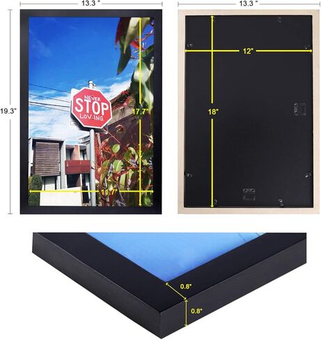 3 Pack 4x6 Collage Picture Frame Black 8 Openings,Display 8 Pcs 4x6 inch photos with Mat Or 16x20 Inch Without Mat,Solid Wood poster frames,Wall Hanging Horizontal and Vertical Display in Kuwait