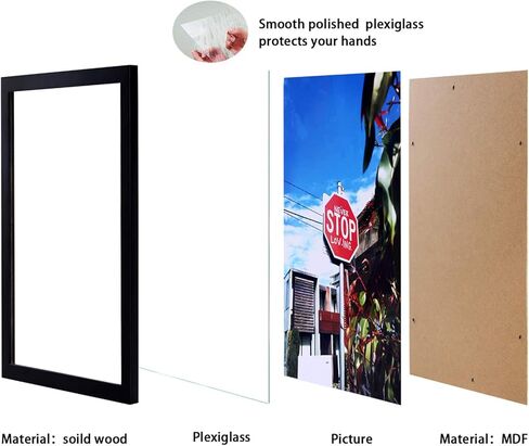3 Pack 4x6 Collage Picture Frame Black 8 Openings,Display 8 Pcs 4x6 inch photos with Mat Or 16x20 Inch Without Mat,Solid Wood poster frames,Wall Hanging Horizontal and Vertical Display in Kuwait