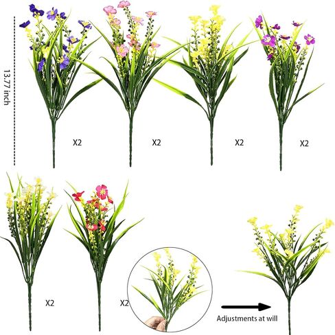 TANSHIYD 12 Bundles Artificial Flowers Outdoor UV Resistant Fake Flowers Outdoor Plastic Flowers No Fade Greenery Shrubs Plants for Indoor Vase Home Outside Garden Porch Pots Decor (Multi-Colors) in Saudi Arabia