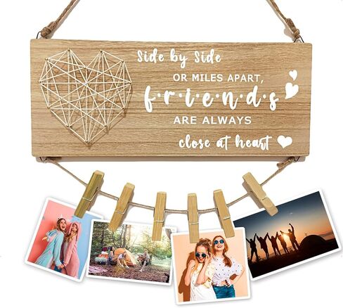 Best Friend Picture Frame, Friend Gifts for Women, Gifts, Best Friend,Graduation, Long Distance Friendship Gift Photo Holder Wall Frame Rustic Wood Hanging Home Decor Thanksgiving Day Christmas Gifts in Kuwait