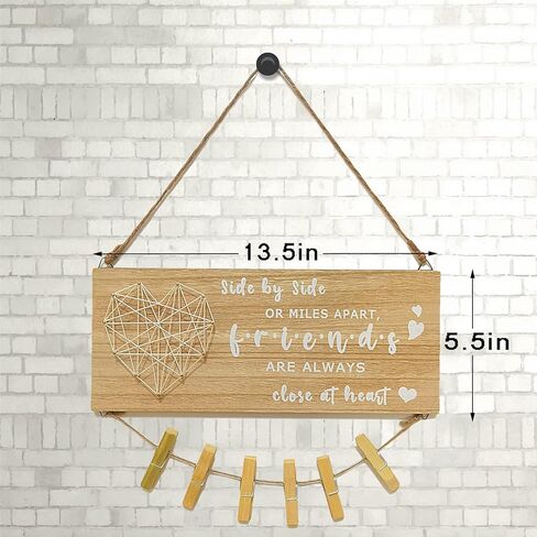 Best Friend Picture Frame, Friend Gifts for Women, Gifts, Best Friend,Graduation, Long Distance Friendship Gift Photo Holder Wall Frame Rustic Wood Hanging Home Decor Thanksgiving Day Christmas Gifts in Kuwait
