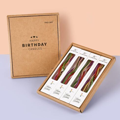 PHD CAKE 24 قطعة من شموع عيد الميلاد الذهبية الحلزونية الطويلة الرقيقة المعدنية، شموع الكيك، حفلات أعياد الميلاد، ديكورات الزفاف، شموع الحفلات in Kuwait