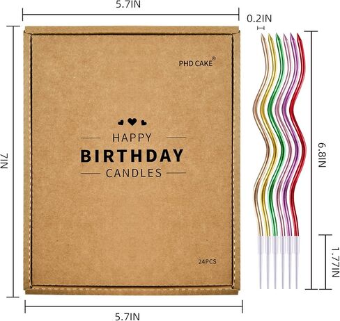 PHD CAKE 24 قطعة من شموع عيد الميلاد الذهبية الحلزونية الطويلة الرقيقة المعدنية، شموع الكيك، حفلات أعياد الميلاد، ديكورات الزفاف، شموع الحفلات in Kuwait