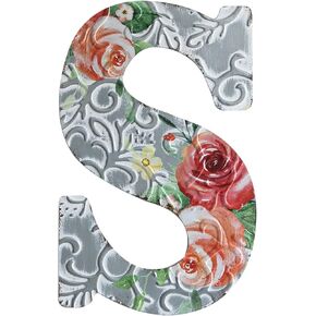 حرف 12 بوصة لديكور الحائط، أرقام معدنية منقوشة منزلية جماعية مع وردة، لافتات معلقة ريفية لحفلات الزفاف وأعياد الميلاد وحفلات الانتقال لمنزل جديد. (أ) in Kuwait