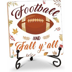 ديكور الخريف - هدايا عيد الشكر للنساء والرجال والأصدقاء - لوحة خشبية لكرة القدم الخريفية مع حامل - ديكورات عيد الشكر لمستلزمات الحفلات في غرفة المعيشة المنزلية (29) in Kuwait