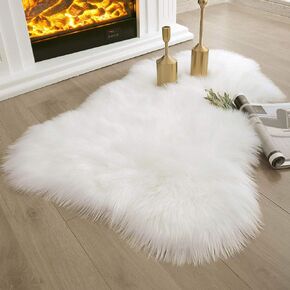 Ashler Faux Fur Rug, Fluffy Shaggy Area Rug Ultra Soft 2 x 2.9 Feet Rectangle Fur Rug Beige Fuzzy Rug Machine Washable Shag Rug, Nursery Decor Throw Rugs for Bedroom, Kids Room, Living Room in Saudi Arabia