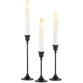 Inweder Black Candle Holders for Candlesticks - Set of 6 Taper Candle Holders, Metal Candlestick Holders for Table Centerpiece, Wedding, Home Decor, Dining, Party, Fits 3/4 inch Thick Candles