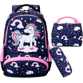 Unicorn Backpack for Girls School Backpack for Girls Unicorn Bookbag School Bag Set for Elementary Back to School