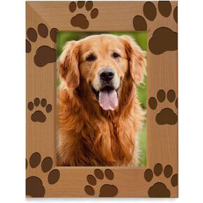 KATE POSH - Doggie Paw Engraved Natural Wood Picture Frame, Best Dog Ever, Memorial Dog Frame, Best Cat Ever, Memorial Cat Photo Frame (4x6-Horizontal) in Saudi Arabia
