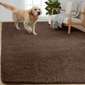 Gorilla Grip Soft Faux Fur Area Rug, Washable, Shed and Fade Resistant, Grip Dots Underside, Fluffy Shag Indoor Bedroom Rugs, Easy Clean, for Living Room Floor, Nursery Carpets, 2x4 FT, Light Blue