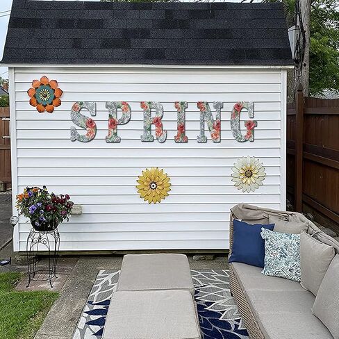 12" Letters for Wall Decor,COLLECTIVE HOME Embossed Metal Numbers with Rose, Rustic Hanging Signs for Wedding Birthday Housewarming Party. (&) in Kuwait