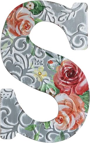 12" Letters for Wall Decor,COLLECTIVE HOME Embossed Metal Numbers with Rose, Rustic Hanging Signs for Wedding Birthday Housewarming Party. (&) in Kuwait