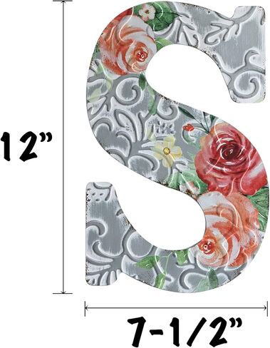12" Letters for Wall Decor,COLLECTIVE HOME Embossed Metal Numbers with Rose, Rustic Hanging Signs for Wedding Birthday Housewarming Party. (&) in Kuwait