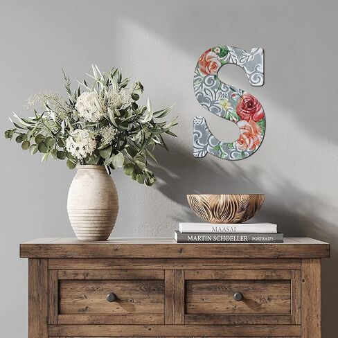 12" Letters for Wall Decor,COLLECTIVE HOME Embossed Metal Numbers with Rose, Rustic Hanging Signs for Wedding Birthday Housewarming Party. (&) in Kuwait