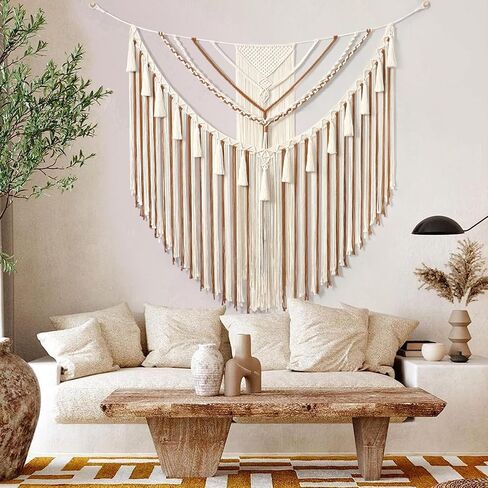 LOMOHOO كبير مكرامية جدار معلق بوهو هندسي فن منسوج من القطن نسيج جدار ديكور رمادي بوهيمي ديكور المنزل لغرفة المعيشة غرفة النوم شقة in Kuwait