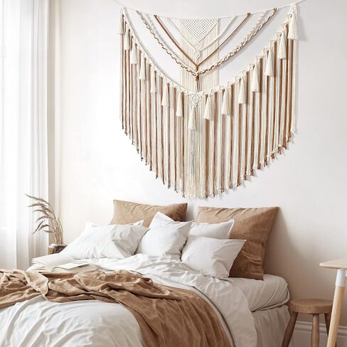LOMOHOO كبير مكرامية جدار معلق بوهو هندسي فن منسوج من القطن نسيج جدار ديكور رمادي بوهيمي ديكور المنزل لغرفة المعيشة غرفة النوم شقة in Kuwait