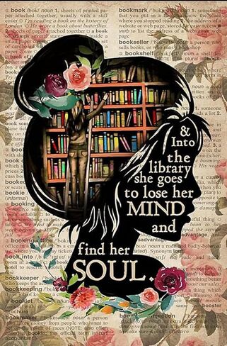 جرامان لافتة معدنية عتيقة تحمل عبارة «Books Into The Libry» بصورة عامودية تحمل عبارة «Girl Love Books » لمحبي الكتب، بوستر قاموس كتب، ملصق معدني من القصدير مقاس 12×16 انش in Saudi Arabia