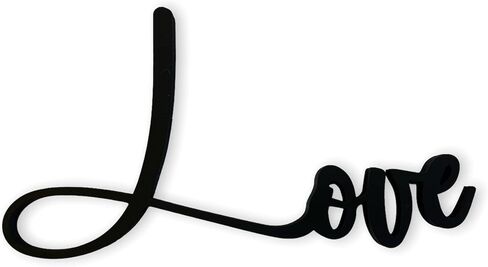 Love 3D Wood Art Word Script Cutout Sign (12x6 inches), Matt Black Wall Decor in Saudi Arabia