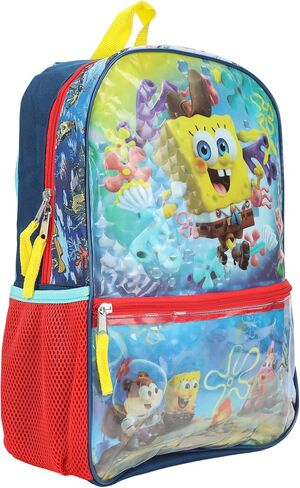 مجموعة اكسسوارات شنطة ظهر بتصميم فيلم كرتوني للاطفال من سبونج بوب سكوير بانتس، 5 قطع، متعددة الالوان، مقاس واحد in Kuwait