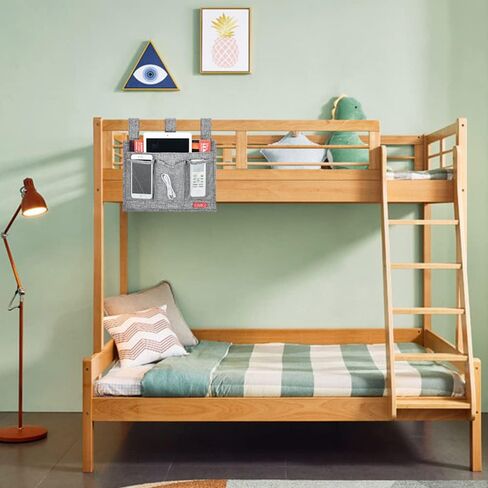 Zafit Linen Bedside Caddy، منظم تخزين بجانب السرير لأسرة المستشفيات أو غرف النوم الجامعية أو سرير الأطفال (كلاسيكي 4 جيوب رمادية) in Kuwait