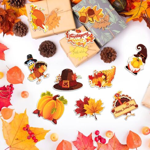 36Pcs Ornaments - Happy Thanksgiving Hanging Decorations Pumpkin Turkey Maple Leaves Acorn Squirrel Wooden Cutouts for Home Office Tree Decorations in Saudi Arabia