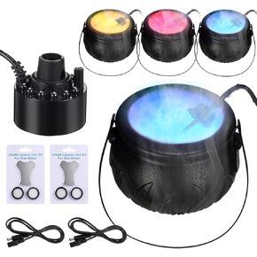 VIHOSE 4 Set Halloween Mist Maker Fogger Black Witch Cauldron Fog Maker with Color Changing LED Light Water Fountain Pond Mist Maker for Halloween Outdoor Party Decoration in Saudi Arabia