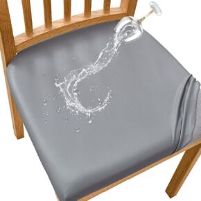 SearchI Water Repellent Seat Covers for Dining Chairs, 4 Pack Jacquard Stretch Dining Room Chair Seat Covers, Kitchen Chair Seat Covers Protectors(Beige Diamond)