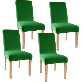 Obstal Stretch Spandex Dining Room Chair Covers – Set of 2 Universal Removable Washable Chair Seat Slipcovers Protector for Kitchen, Ceremony, Wedding, Banquet, Hotel and Party, Black