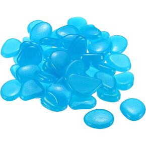MECCANIXITY 200pcs Glow Rocks 20-30mm Glow Pebbles Decoration in The Dark Luminous Stones Decor DIY Decorative Blue for Garden, Potted Plant, Fish Tank