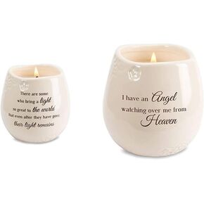 Pavilion Gift Company 19176 In Memory Light Remains Ceramic Soy Wax Candle , White & Pavilion - I Have an Angel Watching Over Me from Heaven 8 oz Soy Filled Ceramic Vessel Candle