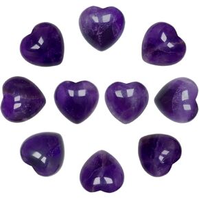 RECKSI 10PCS 1in Natural Black Obsidian and Rock Quartz Crystal Hearts Bulk Carved Polished Love Puff Stones for Palm Pocket Worry Gemstones