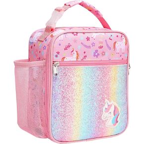 Bagseri Kids Lunch Bag Boys - Insulated Lunch Box for Kids Reusable Leak-Proof Boys Lunch Bag With Water Bottle Holder Toddler Lunch Box for Daycare and School, Yellow Space Astronauts