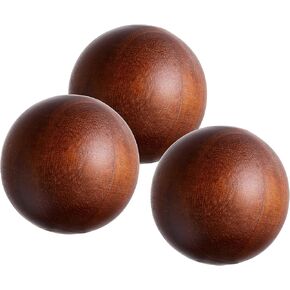 مجموعة 3 قطع من KMwares، كرات مطلية بالخشب الصلب مستديرة طبيعية بقطر 10.16 سم لأوعية تزيين عيد الميلاد - كرات/كرات/كرات/كرة سدادة لمنزل المزرعة in Kuwait