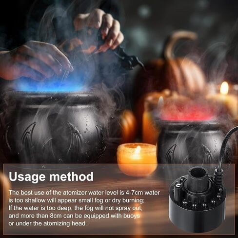 VIHOSE 4 Set Halloween Mist Maker Fogger Black Witch Cauldron Fog Maker with Color Changing LED Light Water Fountain Pond Mist Maker for Halloween Outdoor Party Decoration in Saudi Arabia
