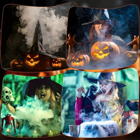 VIHOSE 4 Set Halloween Mist Maker Fogger Black Witch Cauldron Fog Maker with Color Changing LED Light Water Fountain Pond Mist Maker for Halloween Outdoor Party Decoration in Saudi Arabia