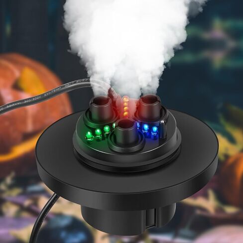 uiifan Halloween ثلاثة رئيس ضباب صانع أكبر مبيد 12 LED اللون تغيير داخلي في الهواء الطلق مبيد الهواء المرطب لعيد الهالوين ديكورات الحفلات نافورة المياه بركة حوض السمك الجنينة خزان الأسماك in Kuwait