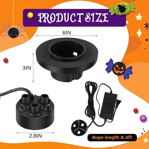 uiifan Halloween ثلاثة رئيس ضباب صانع أكبر مبيد 12 LED اللون تغيير داخلي في الهواء الطلق مبيد الهواء المرطب لعيد الهالوين ديكورات الحفلات نافورة المياه بركة حوض السمك الجنينة خزان الأسماك in Kuwait