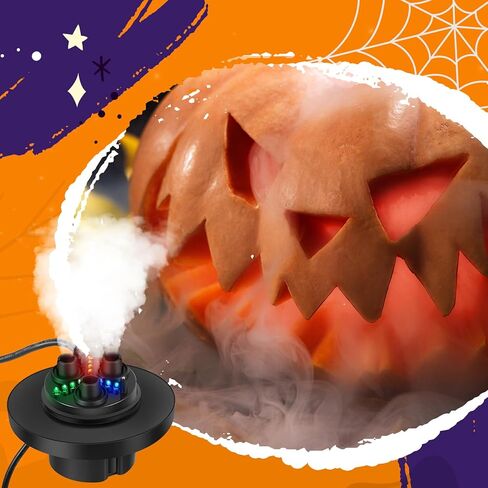 uiifan Halloween ثلاثة رئيس ضباب صانع أكبر مبيد 12 LED اللون تغيير داخلي في الهواء الطلق مبيد الهواء المرطب لعيد الهالوين ديكورات الحفلات نافورة المياه بركة حوض السمك الجنينة خزان الأسماك in Kuwait