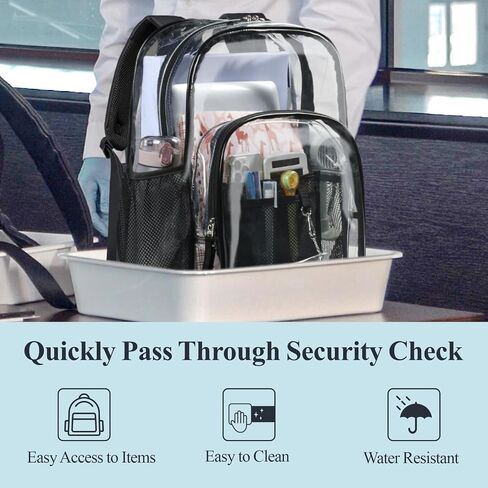 حقيبة ظهر شفافة من PACKISM - حقيبة ظهر شفافة كبيرة وشفافة للمدرسة، حقيبة ظهر شفافة للطلاب والعمل والسفر، رمادي (لعمر 12 عامًا فما فوق) in Kuwait