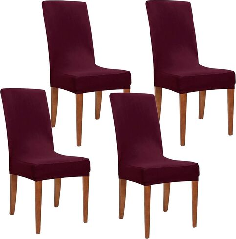 Obstal Stretch Spandex Dining Room Chair Covers – Set of 2 Universal Removable Washable Chair Seat Slipcovers Protector for Kitchen, Ceremony, Wedding, Banquet, Hotel and Party, Black in Kuwait