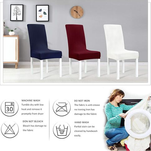 Obstal Stretch Spandex Dining Room Chair Covers – Set of 2 Universal Removable Washable Chair Seat Slipcovers Protector for Kitchen, Ceremony, Wedding, Banquet, Hotel and Party, Black in Kuwait