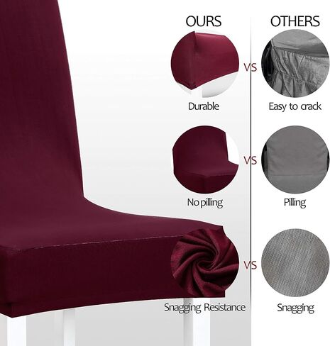 Obstal Stretch Spandex Dining Room Chair Covers – Set of 2 Universal Removable Washable Chair Seat Slipcovers Protector for Kitchen, Ceremony, Wedding, Banquet, Hotel and Party, Black in Kuwait